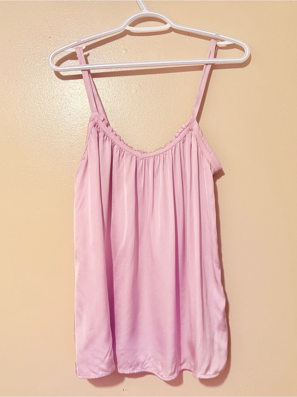 Light Pink Satin Camisole Tank with Spaghetti Straps
